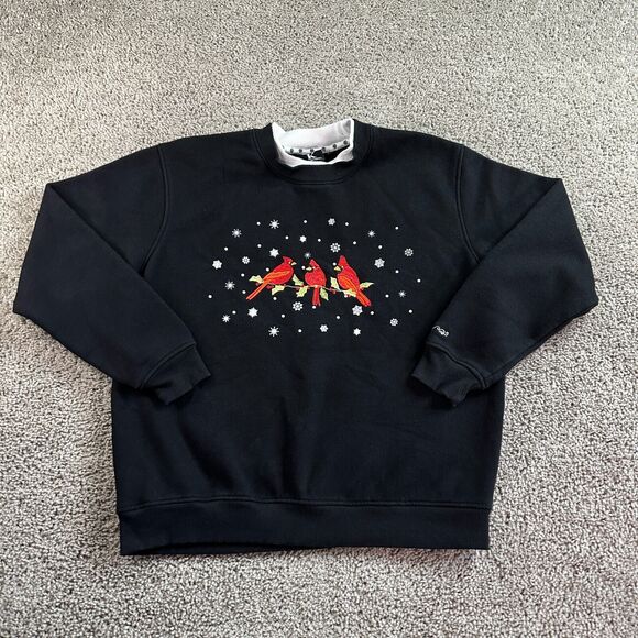 King Universal Grandma Sweater Womens Large Black Cardinals Christmas Crewneck - Picture 1 of 11